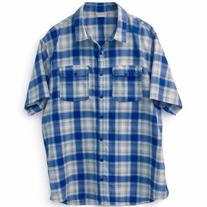 Columbia Omni-Wick Blue Plaid Short Sleeve Button Down Shirt 2XL 🌊